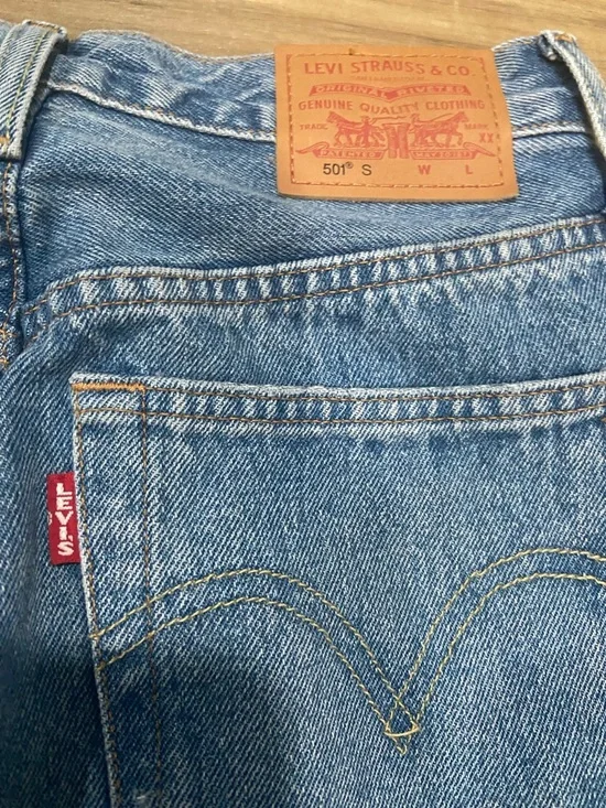 100% Cotton Levi's Women's 501 S Skinny Jeans - Medium Blue Faded Denim - Picture 12 of 14